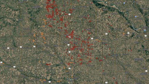 map showing land-grant parcels in northeast Nebraska