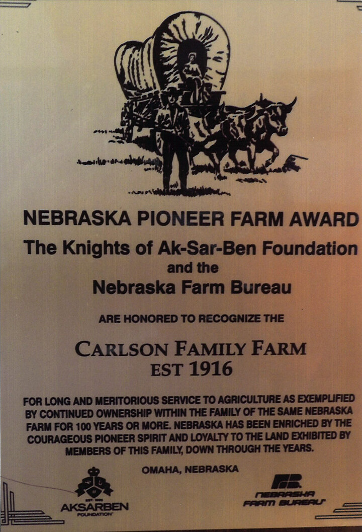 Nebraska Pioneer Farm Award in 2016