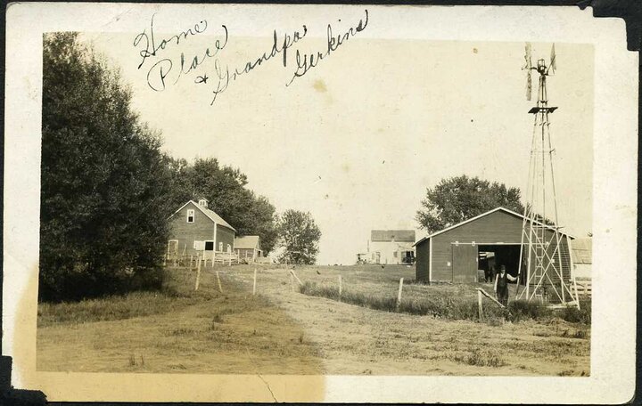 August Gerkins stands for a photo at the family farm